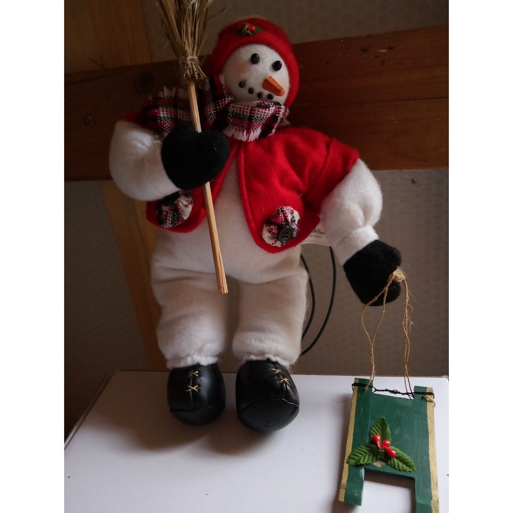 Santa's Best Snowman With Scarf Sled‎ Christmas Tree Ornament Plug In Animated